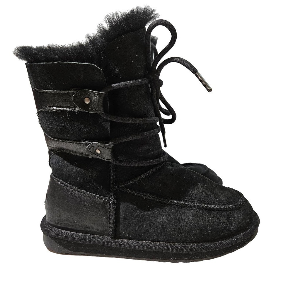 EMU Australia Shearling Boots Lace Up Soft Suede Leather‎ Women's 6 Black